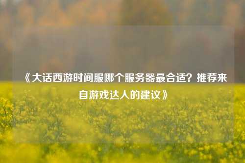 《大話西游時(shí)間服哪個(gè)服務(wù)器最合適？推薦來自游戲達(dá)人的建議》